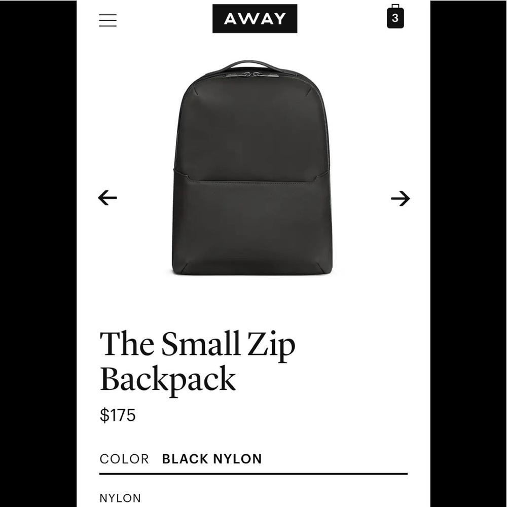 Away The Small Zip Backpack Black Nylon